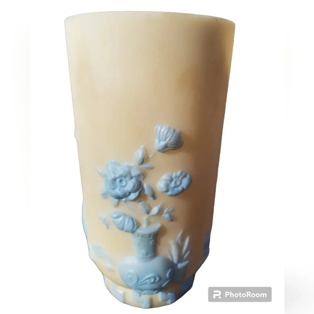 FENTON HANDPAINTED VINTAGE BURMESE ORIENTAL STYLE  SIGNED VASE
